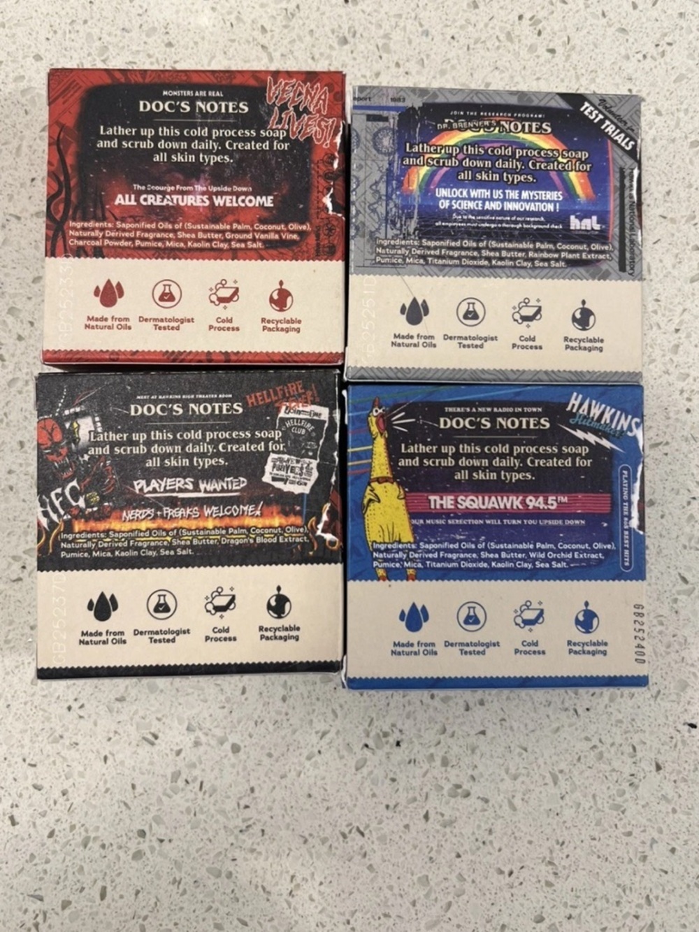 Dr. Squatch x Stranger Things Limited Edition Bar Soap Set of 4 Full Collection - Picture 2 of 2